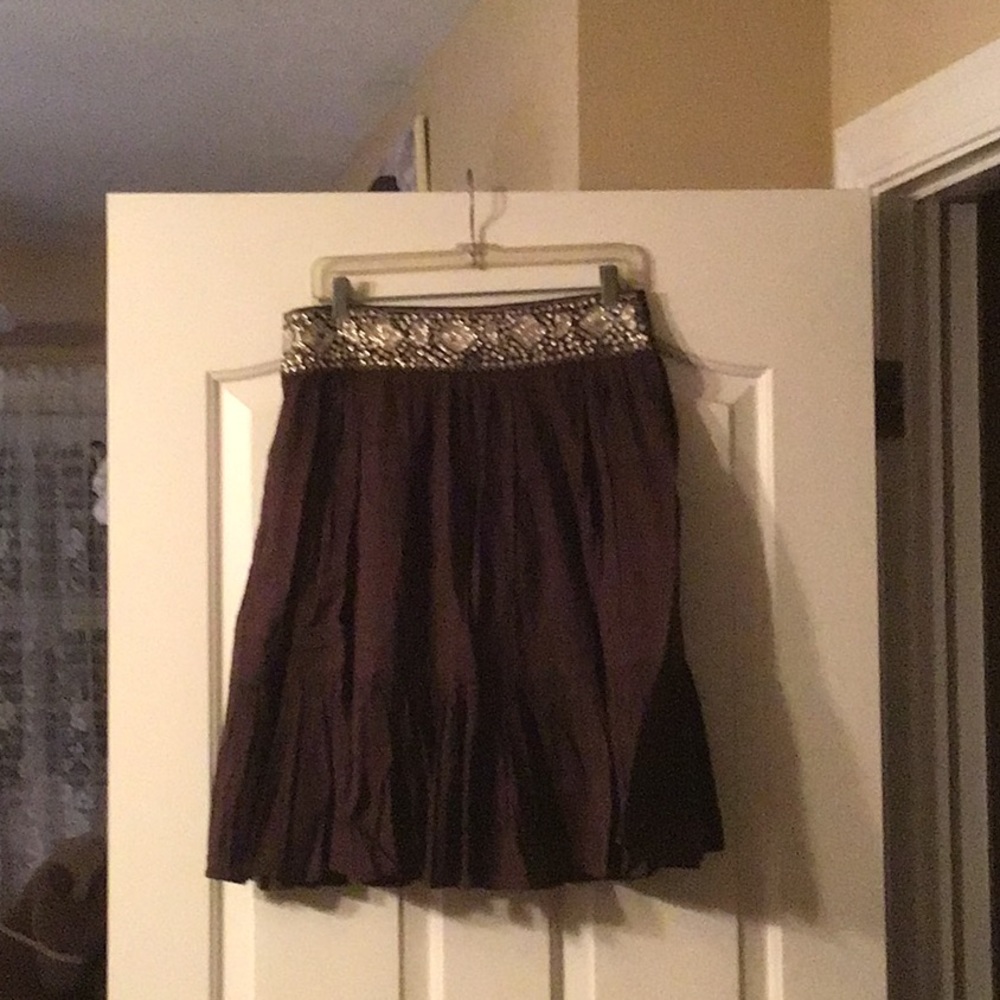 BCBG MAXAZRIA BROWN SKIRT WITH SEQUIN WAIST BAND